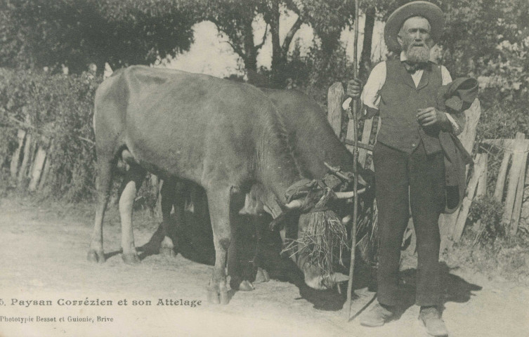 Folklore : "5. Paysan corrézien et son attelage".