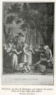 "Rousseau, au bois de Boulogne, est entouré de petites filles, et leur offre des oublies".