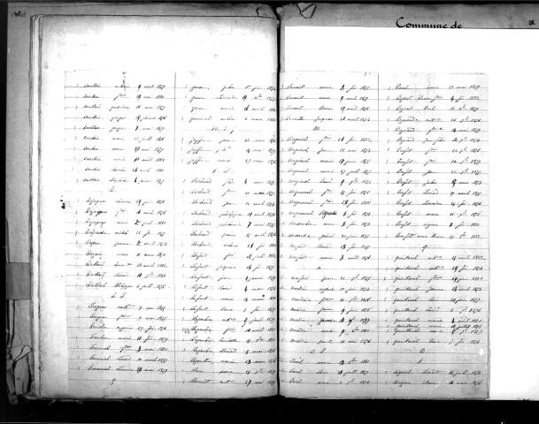 Tables décennales des naissances (1873-1882)