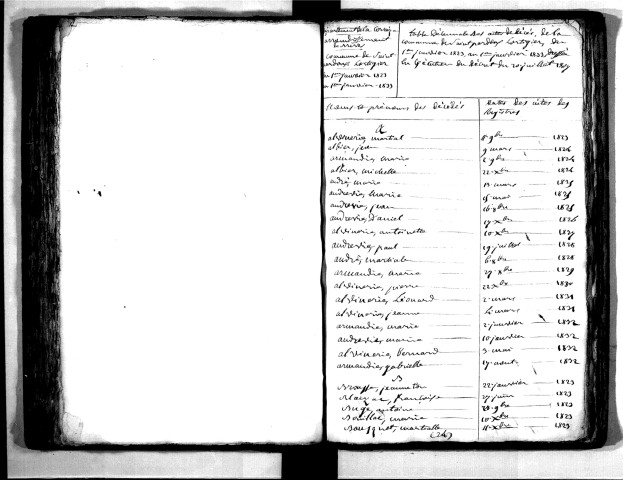 Tables décennales des décès (1823-1832)