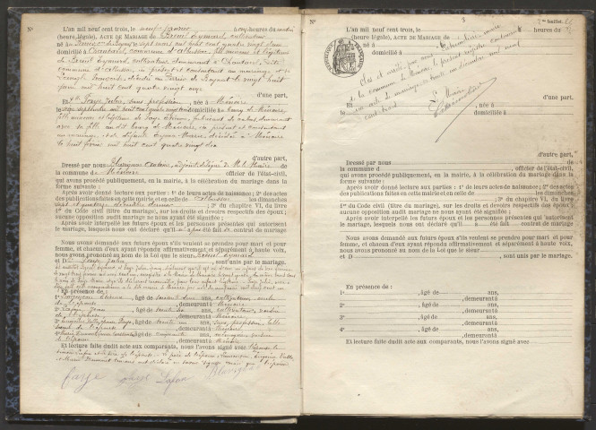 Mariages (1903-1921).