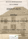 Délibérations du conseil municipal. 16 novembre 1884-27 mars 1892