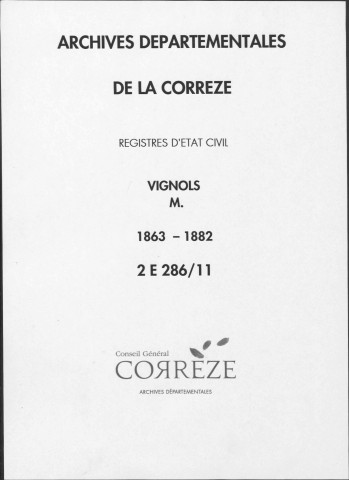 Mariages (1863-1882)