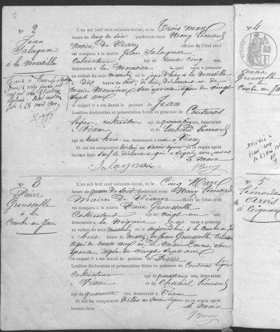 Naissances, mariages, décès (1873-1882)