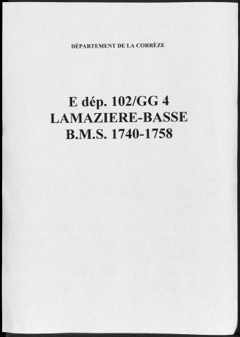 Baptêmes, mariages, sépultures (1740-1758)