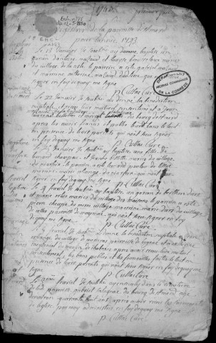 Baptêmes, mariages, sépultures (1743-1772)