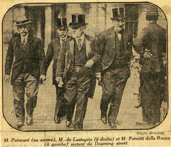 Visite officielle de Raymond Poincaré; Robert de Lasteyrie; Perretti della Rocca à Londres.