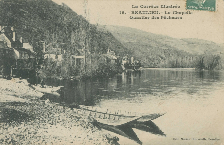 Beaulieu-sur-Dordogne : "La Corrèze illustrée - 15. Beaulieu - La chapelle, quartier des pêcheurs".