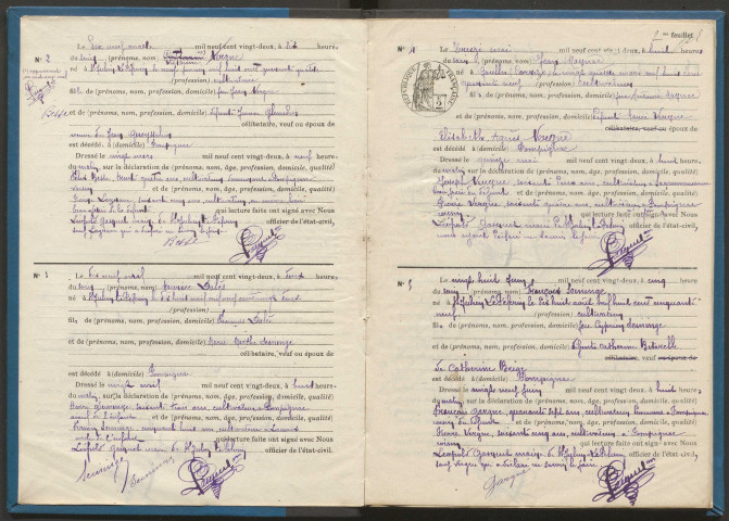 Décès (1922-1932).