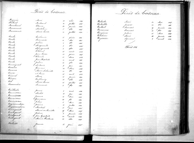 Tables décennales des décès (1883-1892)