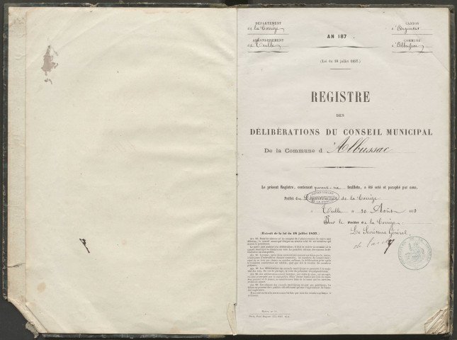 Délibérations du conseil municipal. 20 mai 1873-23 décembre 1879