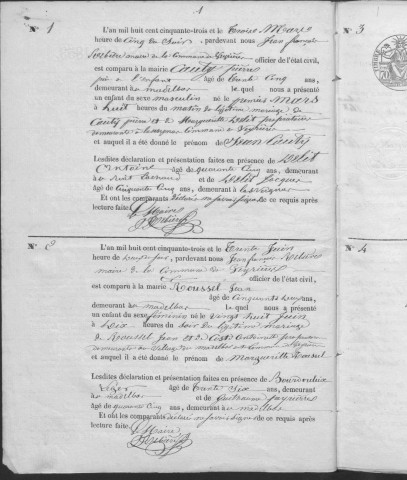 Naissances, mariages, décès (1853-1862)