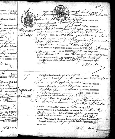 Naissances (1863-1882)