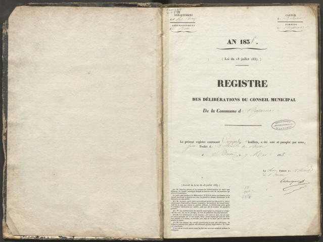 Délibérations du conseil municipal. 12 mai 1839-08 mai 1859