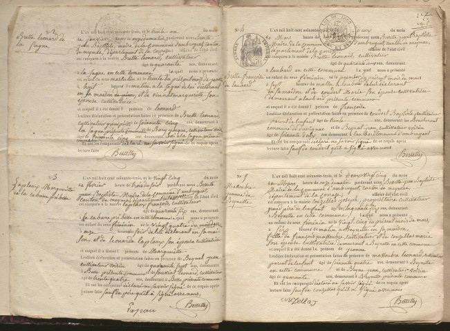 Naissances, mariages, décès (1863-1872)