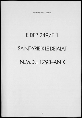 Naissances, mariages, décès (1793-1802)