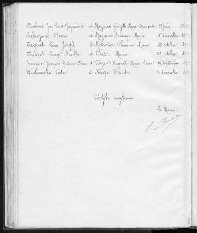 Tables décennales des mariages (1943-1952)