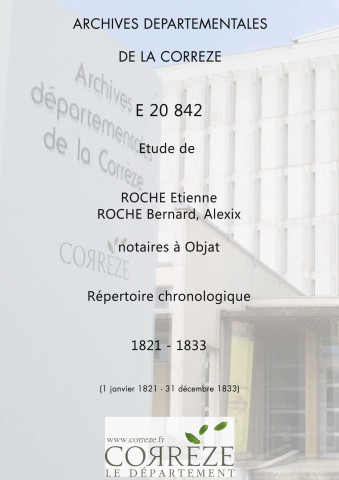 Répertoire chronologique : 1 janvier 1821-31 décembre 1833.