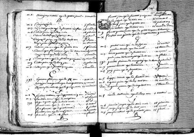 Tables décennales des décès (1792-1802)