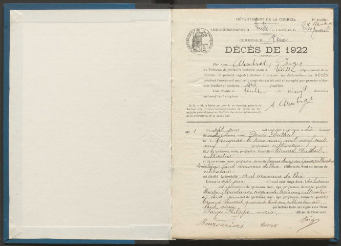 Décès (1922-1932).
