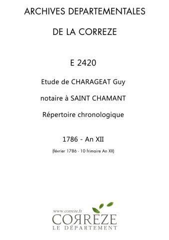 Charageat Guy : répertoire chronologique : 1786-1803.