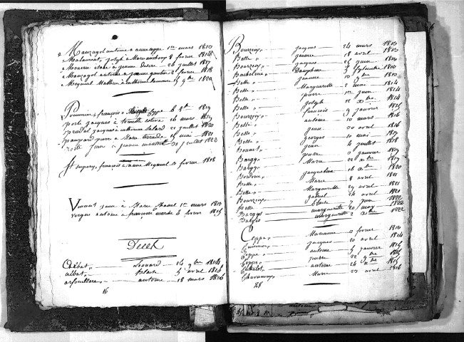 Tables décennales des mariages (1813-1822)