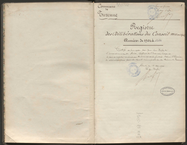 Délibérations du conseil municipal. 15 mai 1904-18 janvier 1914
