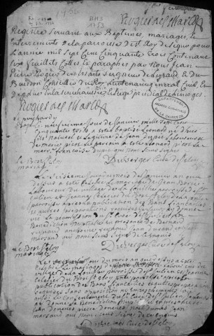 Baptêmes, mariages, sépultures (1753-1792)
