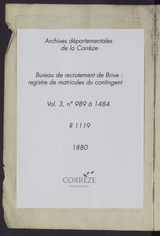 Classe 1880 : matricules 989 à 1484.