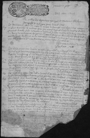 Baptêmes, mariages, sépultures (1700-1772)