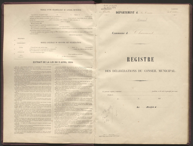 Délibérations du conseil municipal. 26 février 1899-05 juin 1910