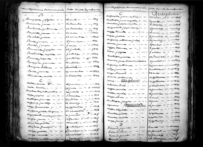 Tables décennales des naissances (1813-1822)