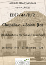 Délibérations du conseil municipal. 26 février 1911-27 décembre 1936