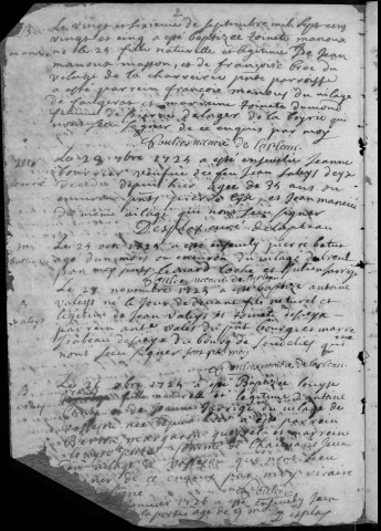 Baptêmes, mariages, sépultures (1725-1755)