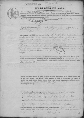 Mariages (1843-1852)