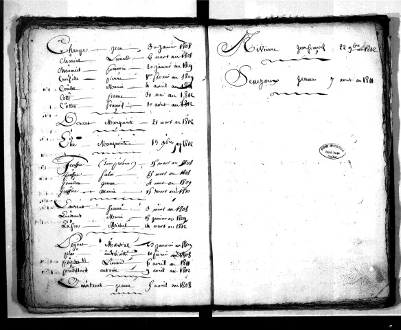 Tables décennales des décès (1803-1812)