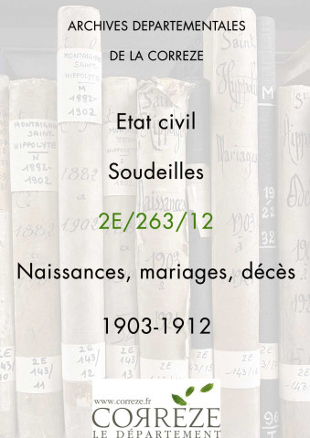 Naissances, mariages, décès (1903-1912).