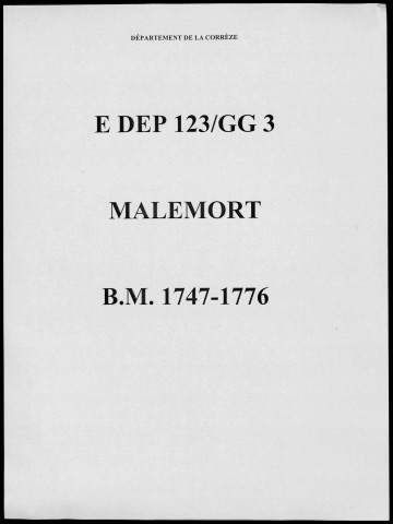 Baptêmes, mariages (1747-1776)