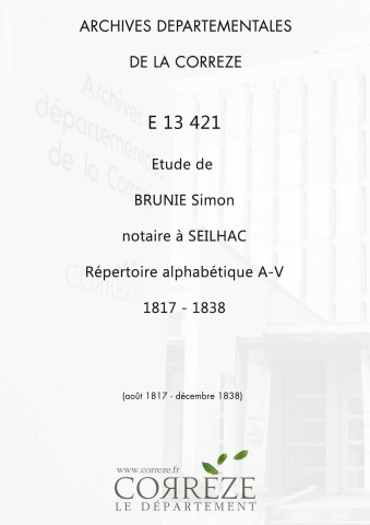 Répertoire alphabétique : A-V
