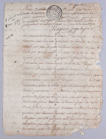 Répertoire chronologique : 18 floréal an V-9 juin 1828