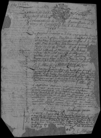 Baptêmes, mariages, sépultures (1686-1715)