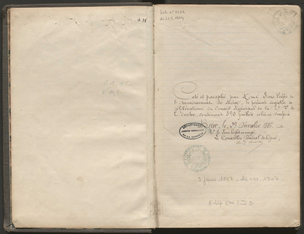 Délibérations du conseil municipal. 9 janvier 1887-24 novembre 1907