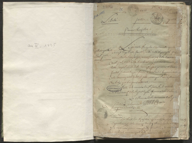 Délibérations du conseil municipal. 26 septembre 1800-12 juillet 1835