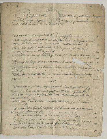 Répertoire chronologique : 15 juillet 1760-31 décembre 1779