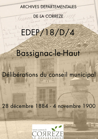 Délibérations du conseil municipal. 28 décembre 1884-04 novembre 1900