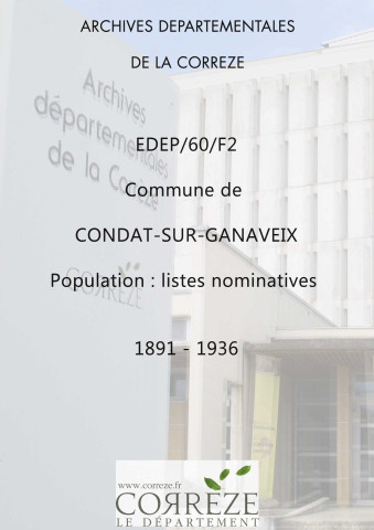 Population : listes nominatives (1891-1936), mouvements de population (1891-1896), listes des mariages, naissances, décès (1897-1905).