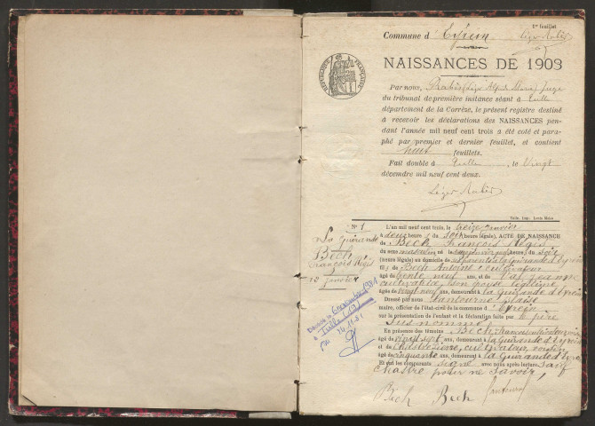 Naissances (1903-1921).