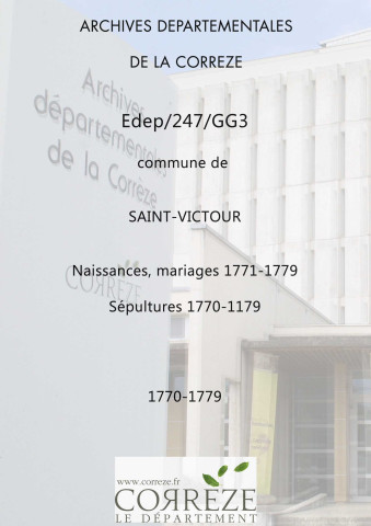 Baptêmes, mariages et sépultures (1770-1779)