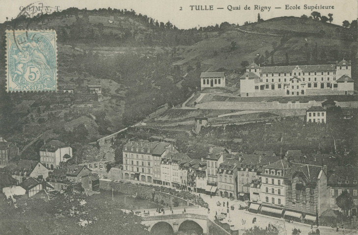 Tulle : "2 Tulle - Quai de Rigny - Ecole supérieure".