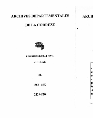 Mariages (1863-1872)